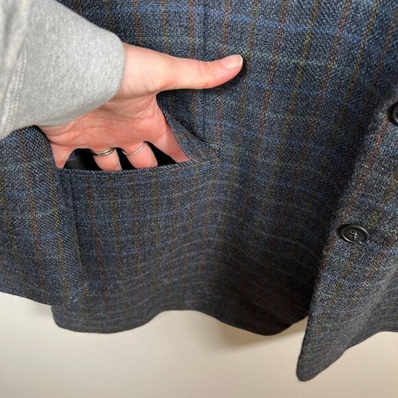 Hilton Loro Piana Wool Blazer Jacket Size 44 Blue Plaid Super 110's Career Work - Picture 7 of 13